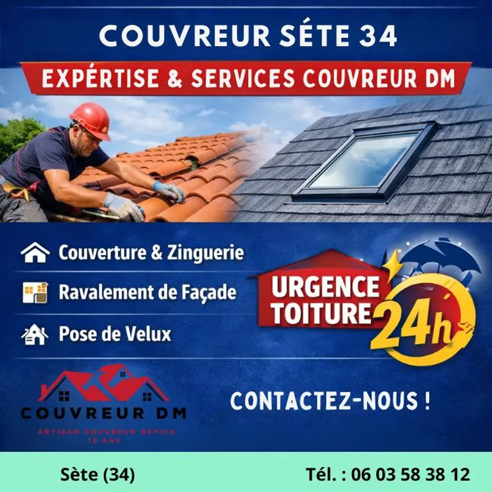 Entretien, nettoyage et démoussage toiture Sète (34) : préserver durablement votre toit