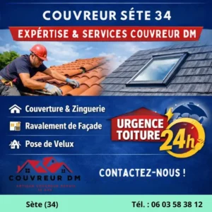 Urgence couvreur Sète (34) : intervention rapide pour fuite de toiture