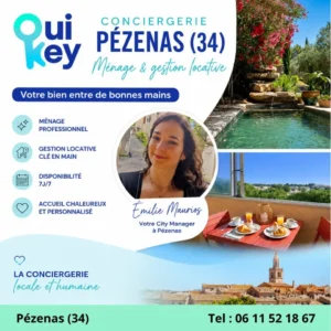 Conciergerie OuiKey à Pézenas (34), service de ménage et gestion locative dans la cité de Molière