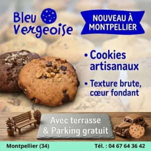 Cookies artisanaux Bleu Vergeoise à Montpellier, spécialité gourmande parmi les mieux notés de l'Hérault